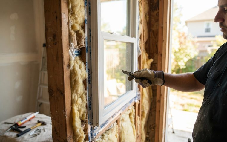 Replacement windows on a home exterior